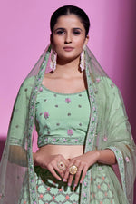 Load image into Gallery viewer, Sea Sea Green Color Splendid Georgette Fabric Wedding Wear Lehenga Choli
