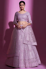 Load image into Gallery viewer, Elegant Net Fabric Wedding Wear Lehenga Choli in Lavender Color
