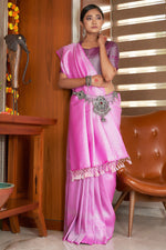 Load image into Gallery viewer, Embellished Weaving Work On Pink Kanjivaram Silk Saree
