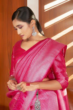 Load image into Gallery viewer, Weaving Work On Rani Gorgeous Saree In Kanjivaram Silk
