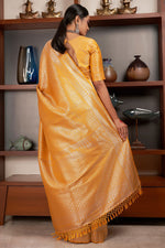 Load image into Gallery viewer, Weaving Work On Glamorous Saree In Yellow Kanjivaram Silk
