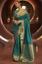 Load image into Gallery viewer, Radiant Green Color Art Silk Fabric Weaving Work Saree
