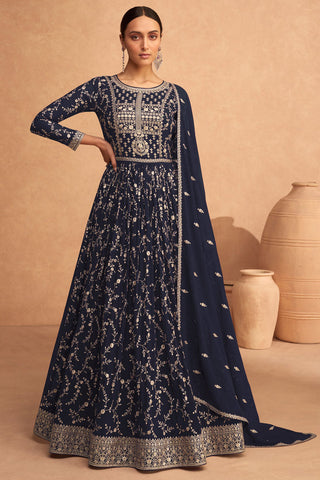 Navy Blue Color Function Wear Phenomenal Anarkali Suit