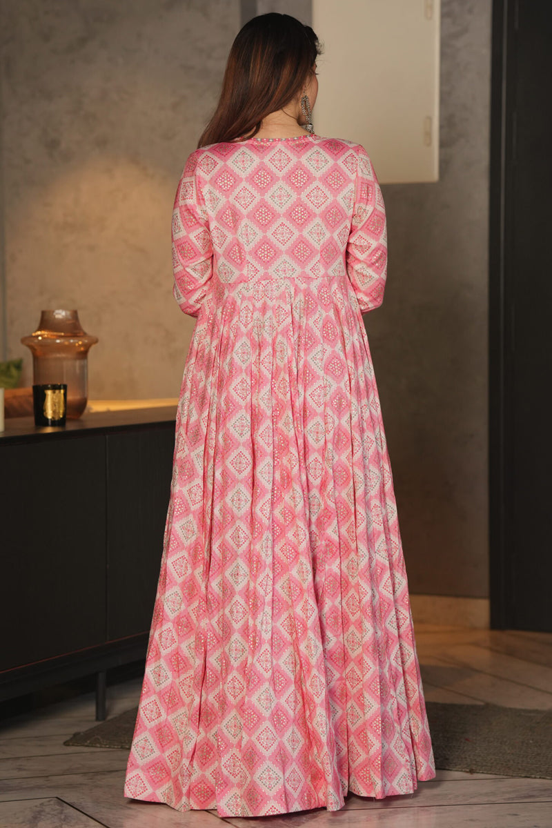 Printed 3 Piece Koti Style Readymade Indo Western Suit In Rayon Fabric Pink Color