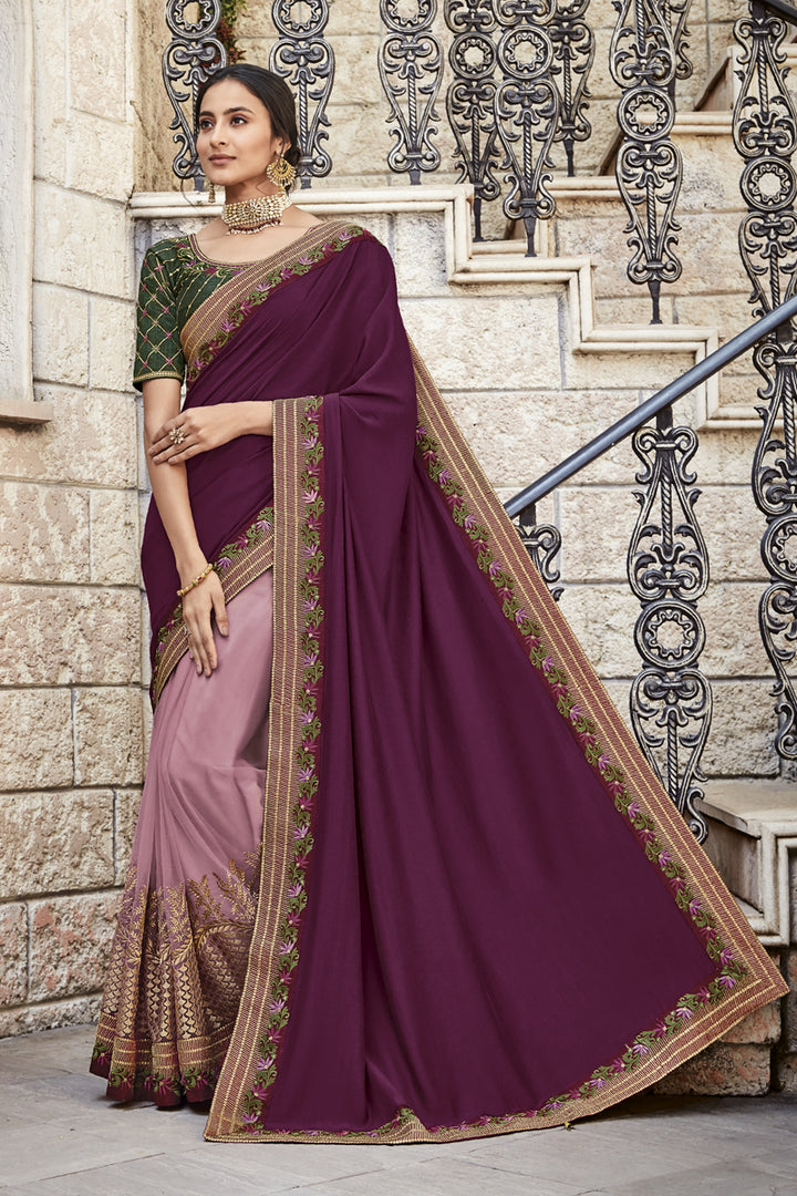 Purple Color Fancy Fabric Occasion Wear Saree