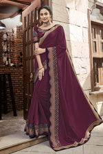 Load image into Gallery viewer, Burgundy Color Fancy Fabric Occasion Wear Saree