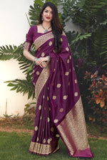 Load image into Gallery viewer, Art Silk Fabric Function Wear Fancy Purple Color Weaving Work Saree