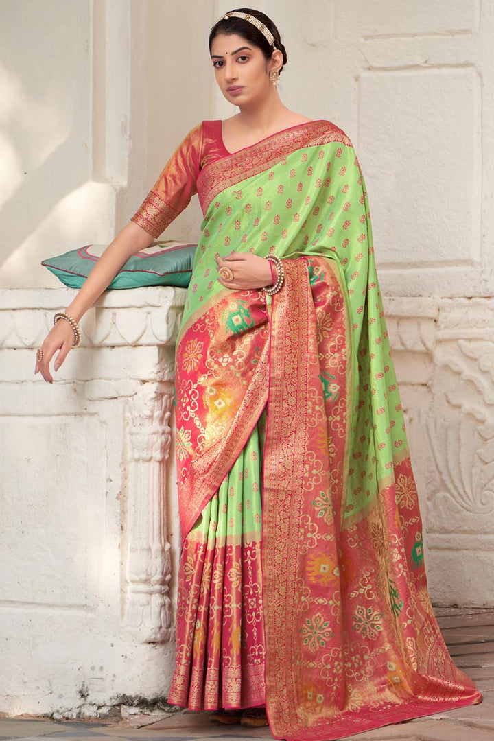 Sea Green Color Art Silk Fabric Weaving Work Function Wear Fancy Saree