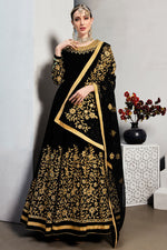 Load image into Gallery viewer, Black Color Georgette Fabric Function Wear Luxuriant Anarkali Suit With Embroidered Work
