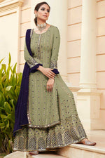 Load image into Gallery viewer, Khaki Color Georgette Fabric Alluring Function Wear Palazzo Suit
