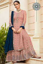 Load image into Gallery viewer, Georgette Fabric Pink Color Function Wear Winsome Palazzo Suit
