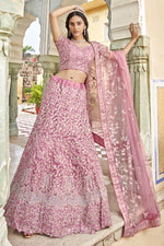 Load image into Gallery viewer, Pink Color Wonderful Embroidered Lehenga In Net Fabric
