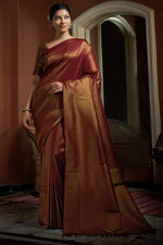 Load image into Gallery viewer, Maroon Color Adorning Silk Weaving Work Saree
