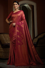 Load image into Gallery viewer, Riveting Silk Weaving Designs Saree In Pink Color
