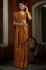 Load image into Gallery viewer, Aristocratic Mustard Color Silk Weaving Work Saree
