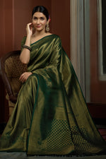 Load image into Gallery viewer, Amazing Green Silk Weaving Work Saree
