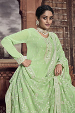 Load image into Gallery viewer, Green Color Engrossing Festival Wear Georgette Palazzo Suit
