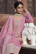 Load image into Gallery viewer, Riveting Festival Wear Georgette Palazzo Suit In Pink Color
