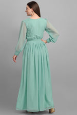 Load image into Gallery viewer, Party Look Georgette Fabric Sea Green Color Engaging Gown
