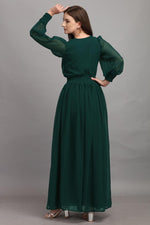 Load image into Gallery viewer, Green Color Georgette Fabric Party Look Sober Gown
