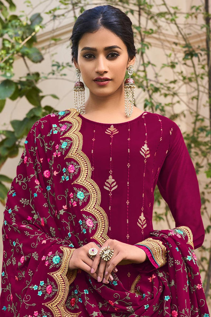 Rani Color Georgette Fabric Beatific Function Wear Palazzo Suit