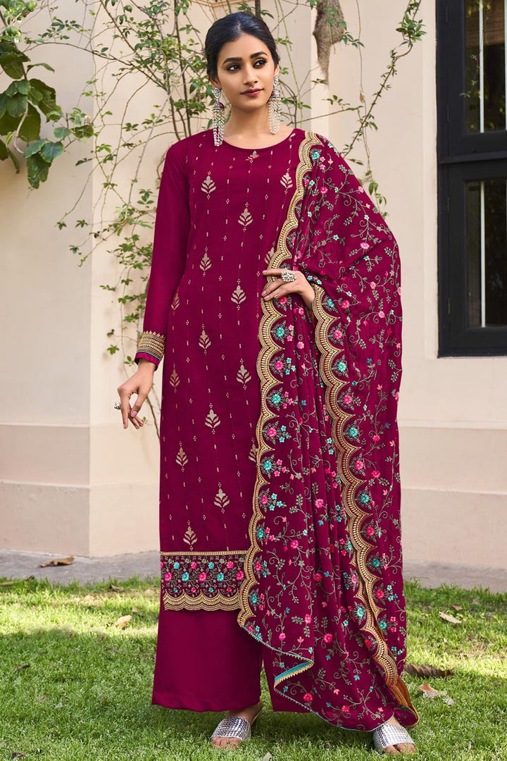 Rani Color Georgette Fabric Beatific Function Wear Palazzo Suit