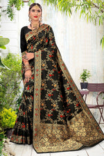Load image into Gallery viewer, Festive Wear Black Color Weaving Work Saree In Fancy Art Silk Fabric
