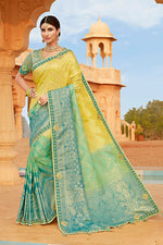 Load image into Gallery viewer, Silk Fabric Party Wear Saree In Yellow Color
