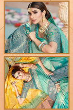 Load image into Gallery viewer, Light Turquoise Color Traditional Saree In Silk Fabric