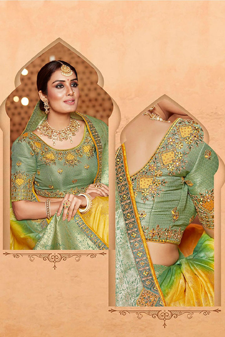 Yellow Color Silk Fabric Function Wear Saree