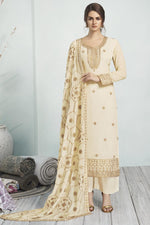 Load image into Gallery viewer, Festive Wear Alluring Beige Color Embroidered Georgette Fabric Palazzo Dress
