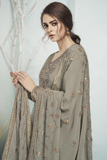 Load image into Gallery viewer, Alluring Georgette Fabric Festive Wear Embroidered Cream Color Palazzo Dress
