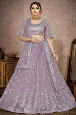 Load image into Gallery viewer, Purple Color Net Fabric Chic Sequins Work Lehenga
