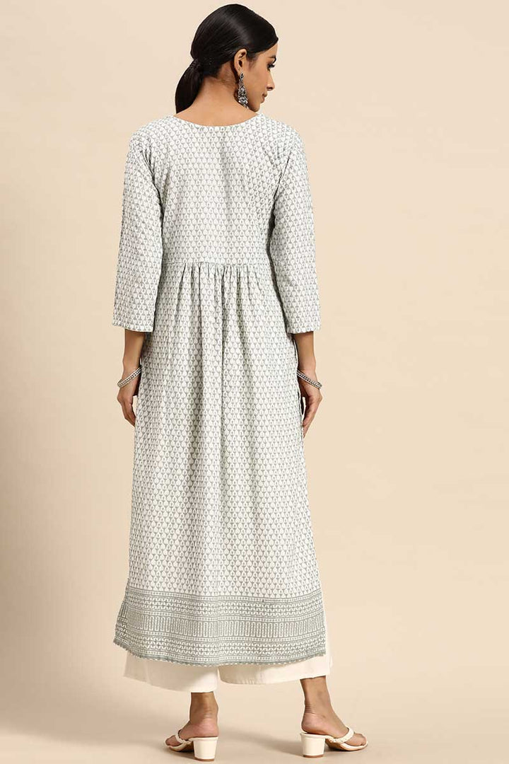 Rayon Fabric White Color Embroidered Spectacular Kurti | Buy Online India