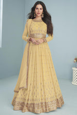 Load image into Gallery viewer, Sonam Bajwa Pale Yellow Georgette Anarkali Suit
