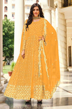 Load image into Gallery viewer, Yellow Color Georgette Fabric Tempting Party Style Anarkali Suit
