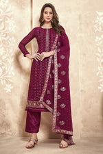 Load image into Gallery viewer, Purple Color Georgette Fabric Fancy Embroidered Function Wear Salwar Kameez
