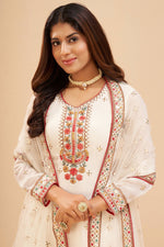Load image into Gallery viewer, White Color Embroidered Aristocratic Sharara Suit In Georgette Fabric
