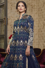 Load image into Gallery viewer, Function Wear Navy Blue Color Jacquard Fabric Readymade Anarkali With Leggings
