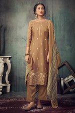 Load image into Gallery viewer, Chikoo Color Jacquard Fabric Festive Wear Weaving Work Salwar Kameez
