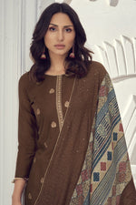 Load image into Gallery viewer, Jacquard Function Wear Weaving Work Fancy Salwar Suit In Brown

