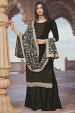 Load image into Gallery viewer, Black Color Attractive Palazzo Suit With Embroidered Dupatta

