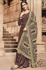 Load image into Gallery viewer, Georgette Fabric Vintage Stone Work Palazzo Suit In Brown Color
