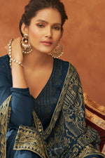 Load image into Gallery viewer, Navy Blue Color Wonderful Fancy Work Palazzo Suit In Georgette Fabric
