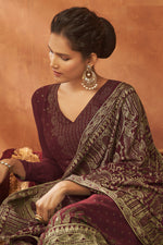 Load image into Gallery viewer, Maroon Color Georgette Fabric Embellished Fancy Work Palazzo Suit
