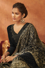 Load image into Gallery viewer, Georgette Fabric Black Color Ravishing Fancy Work Palazzo Suit
