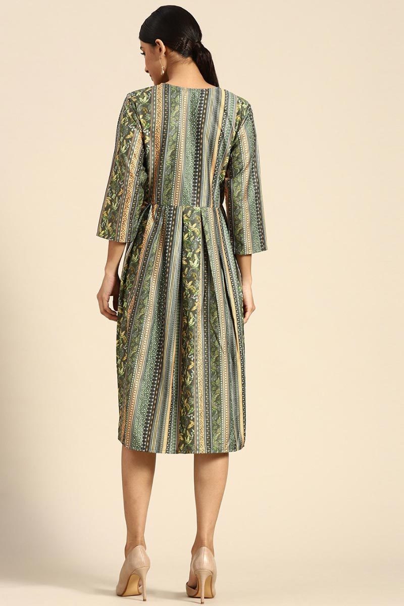 Aristocratic Green Color Crepe Fabric Kurti
