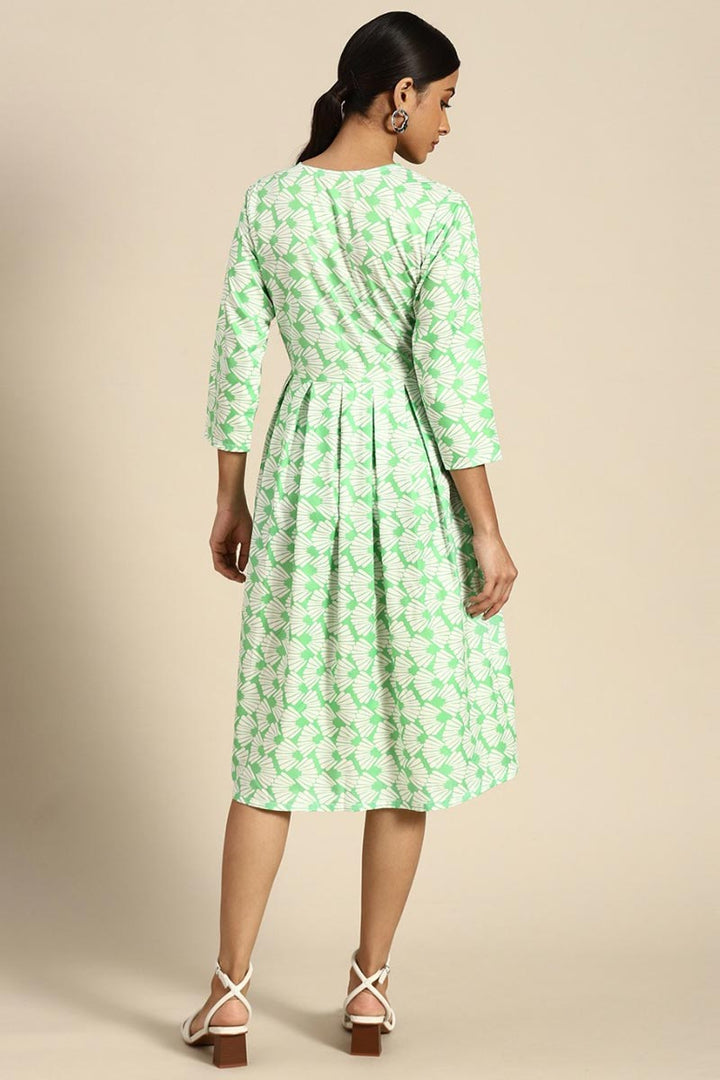 Dazzling Sea Green Color Crepe Fabric Kurti