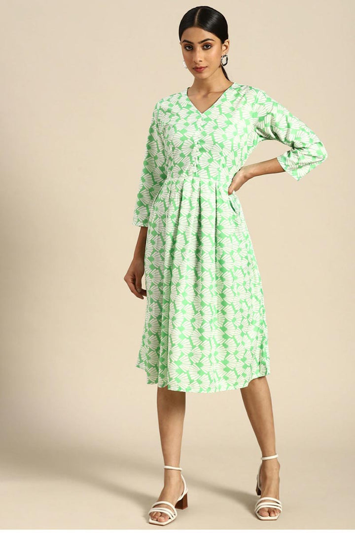 Dazzling Sea Green Color Crepe Fabric Kurti