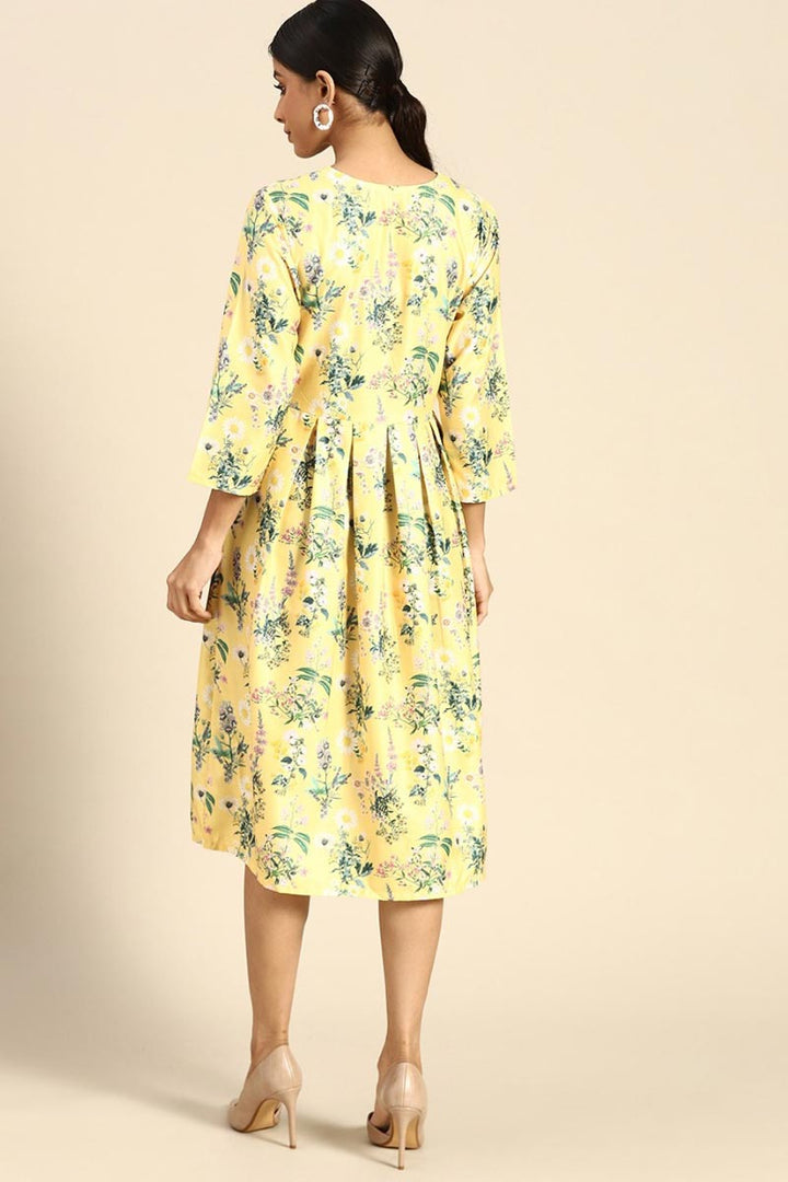 Crepe Fabric Yellow Color Winsome Kurti